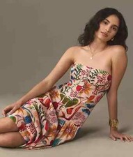 Farm Rio Bright Farm New Linen Dress Sleeveless Anthropologie Garden Size S NWT