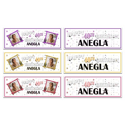 PERSONALISIERTES FOTO HAPPY BIRTHDAY NAME BANNER DEKO MÄNNER FRAUEN KINDER