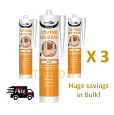 3 X COVING ADHESIVE WHITE JOINT FILLER 300ML POLYSTYRENE PLASTER CORNICE GAP