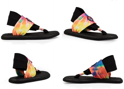 Sanuk X Grateful Dead Yoga Sling 2 Flip Flops Sandals Tie Dye Size 9 US