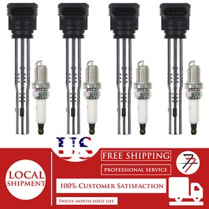 4pcs Ignition Coil and Spark Plug Kit For Audi A3 Q5 A5 TT A4 Quattro