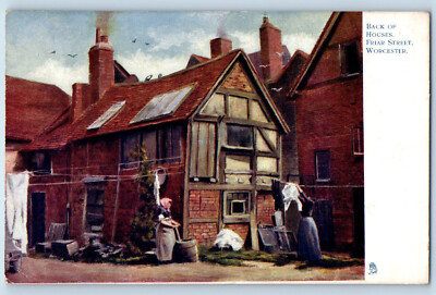 Worcester England Postcard Back of Houses Friar Street c1910 Oilette Tuck Art