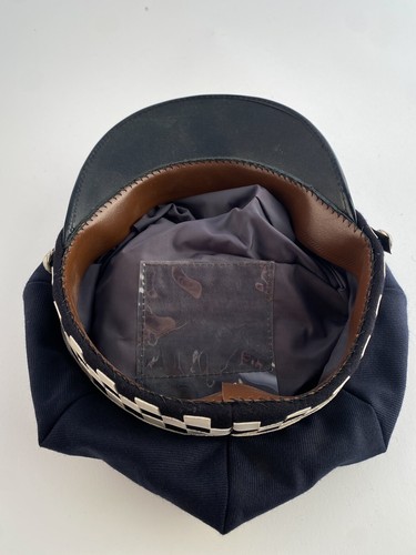 Vintage Police Military Service Peak Cap Hat Checkered Navy Blue - Picture 4 of 6