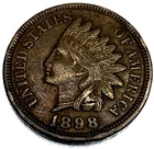 1898 Indian Head Cent Very Fine (VF) Coin - SR429