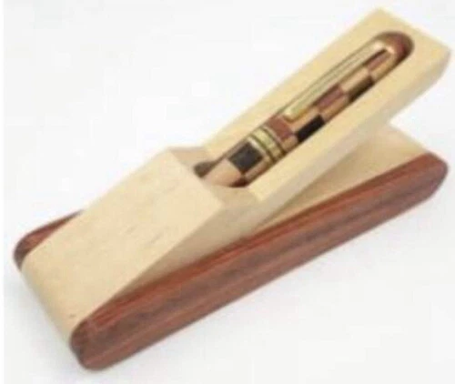 Wooden mosaic Checkered Ball Point Pen & Case