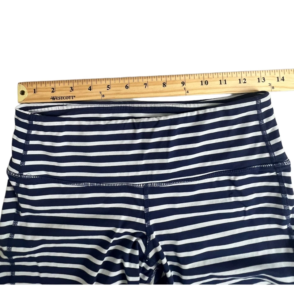 Leggings capri Athleta para mujer azul blanco a rayas tiro medio talla pequeña Foto 4 de 4