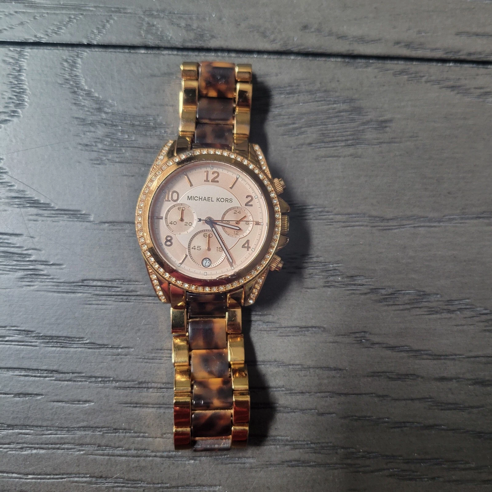 OROLOGIO MICHAEL KORS MK5859 DONNA BLAIR CHRONO DATA TONO ORO ROSA TARTARUGA