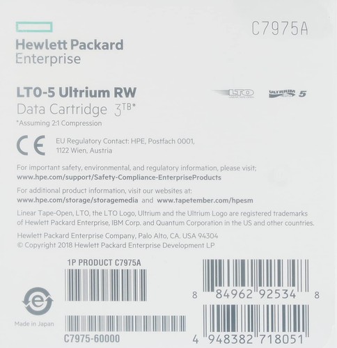 HP C7975A LTO Ultrium-5 1.5TB/3TB Tape , Blue - Afbeelding 4 van 5
