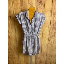 Japna Striped Button Up Shirt Dress Pockets Adjustable Waist Women's Size S