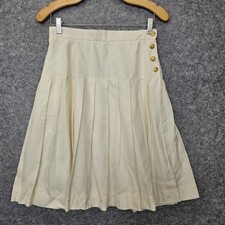 Vintage Talbots Linen Skirt Women 4 Small Cream Pleated Mini Academia Preppy USA