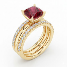 Anello Anniversario Pietre Preziose Diamanti Rubino Rosso Birmania Certificat...