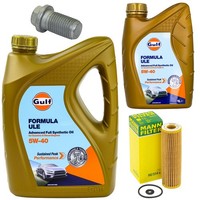 MotoröL Filter Set Gulf Formula ULE 5W-40 6 Liter + Schraube FüR Mercedes W212