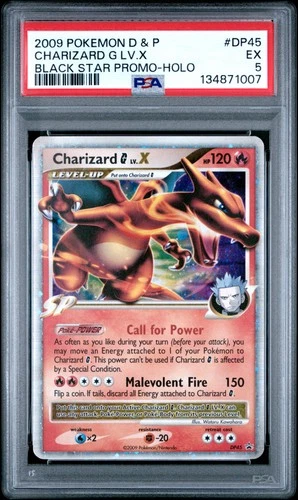 2009 POKEMON DIAMOND & PEARL BLACK STAR PROMO HOLO #DP45 CHARIZARD G LV.X PSA 5