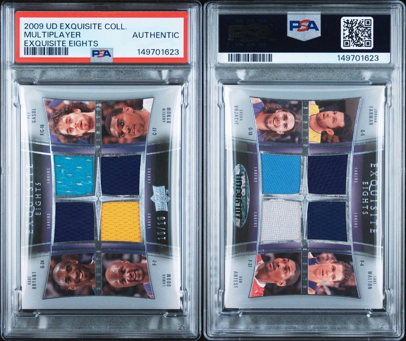 KOBE BRYANT Lakers 2009 UD Exquisite Eights Game-Worn Patches Jersey 10/10 PSA
