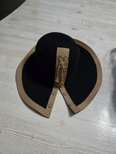 Vintage Mr. John Pacesetters Black 100 Wool Hat Gold Chain Detail Union Made NY
