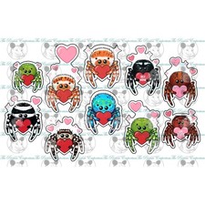 Cute Jumping Spider Heart Sticker Pack Valentines Stickers