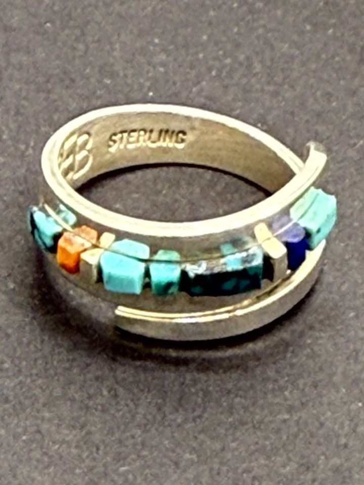 Vintage 925 Sterling Silver  Navajo Turquoise Coral Patricia Edward Becenti Ring - Image 3 of 4
