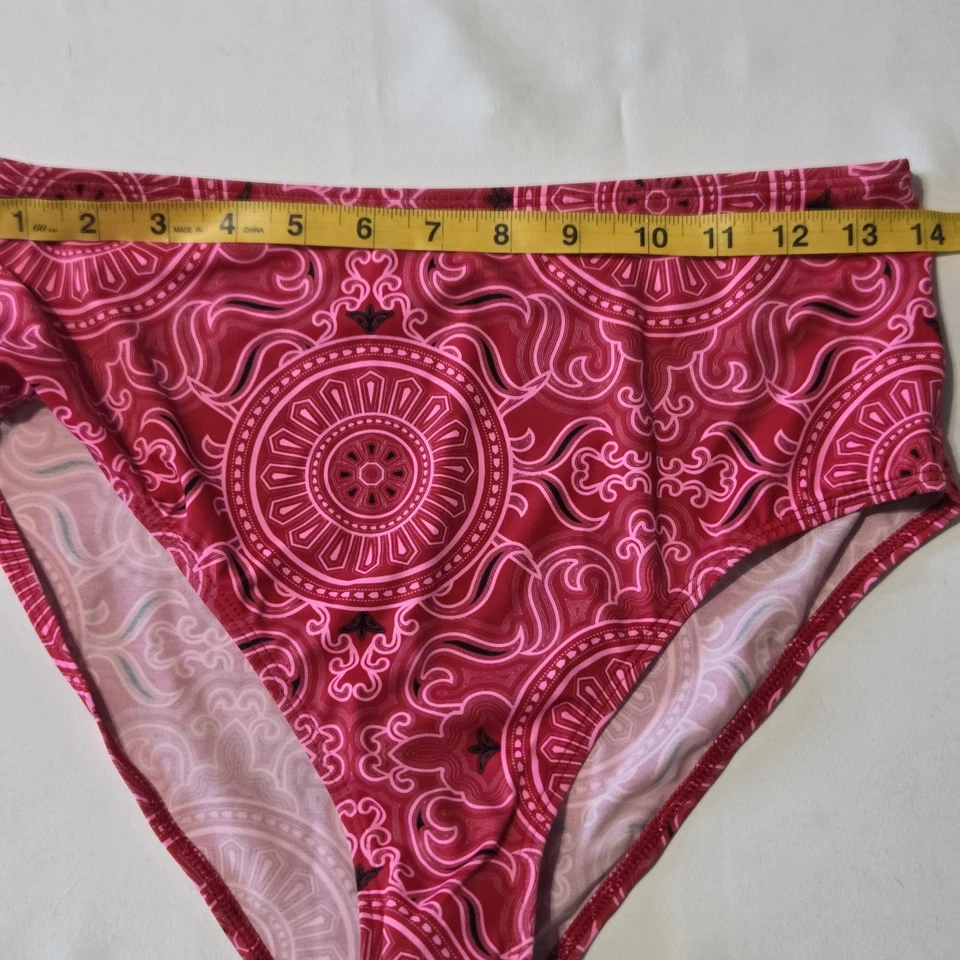 NWOT Venus High Rise Bikini Bottom Red Mandala Print Sz 6 Moderate Coverage - Image 4 of 4
