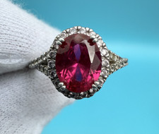 Sterling Silver Ring with Red Ruby Like Gemstone