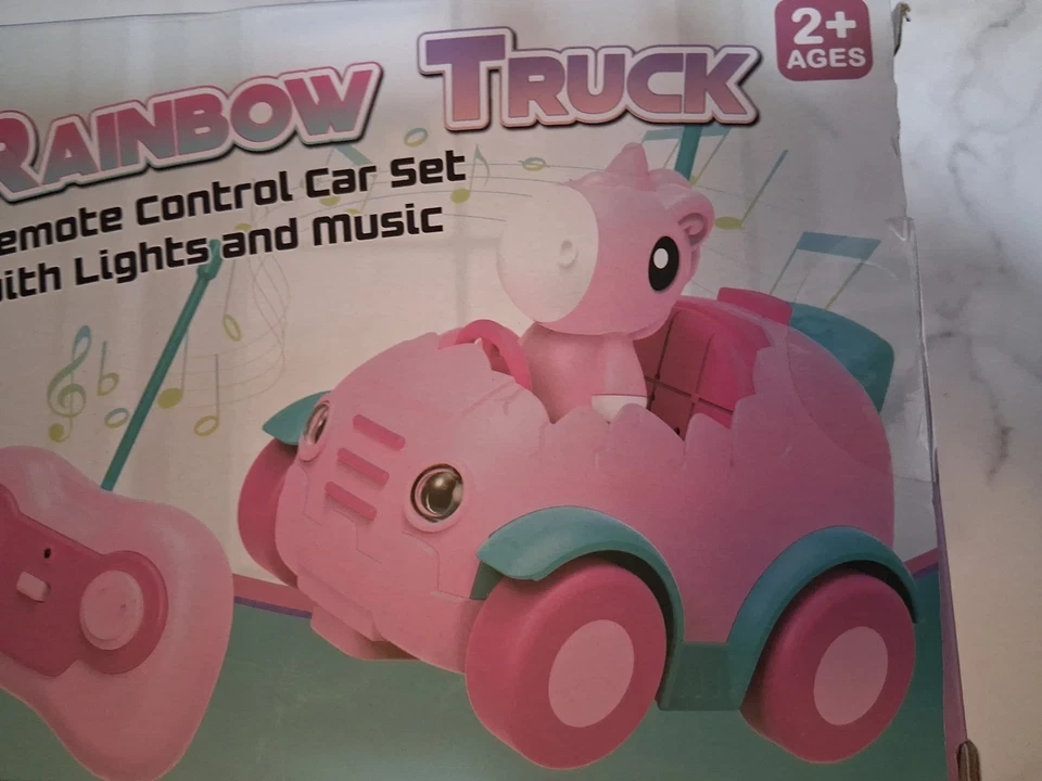 Nueplay Rainbow Truck Remote Control Car Set W/Lights & Music Purple Unicorn New - Image 3 of 4