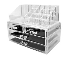 Box Portatrucco Organizer Portaoggetti Cosmetici Trucchi 4 Cassetti In Acrilico