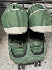 City mini double stroller baby jogger Green Used Condition Good Missing Trays