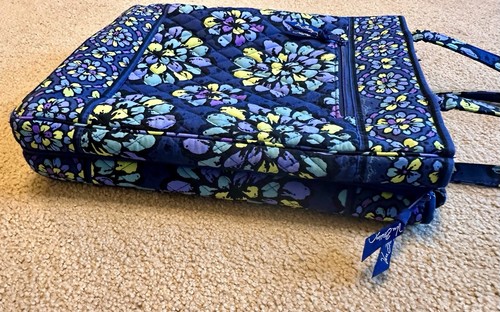 Borsa a tracolla Vera Bradley imbottita per computer portatile indaco pop blu floreale - Foto 6 di 7