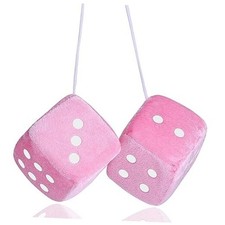 Fuzzy Dice For Rear View Mirror Fuzzy Dice For Car Mirror 2.75inch Pair Pink