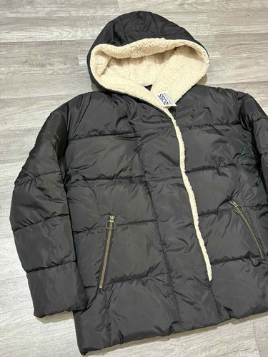 ANA Sherpa Puffer Jacket Womens Coat Black Casual Women’s Size Large NEW NWT! - Picture 4 of 10