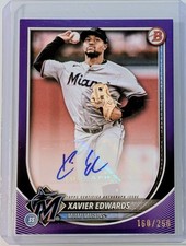 🔥2025 Bowman - Xavier Edwards Purple Auto /250 #PRV-XE - Miami Marlins