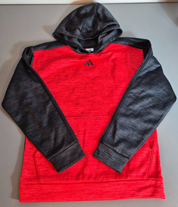 Adidas Boys Hoodie Heathered Red Black Logo L 14/16