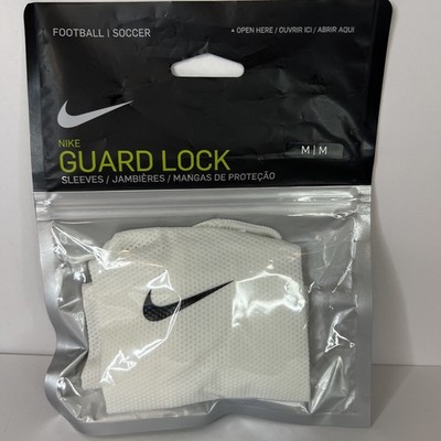 Nike Guard Lock Sleeves 1 Pair Adult Unisex Size M White w/Black Swoosh NEW