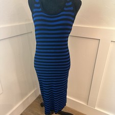 MICHAEL Michael Kors Blue and Black Striped Midi Dress