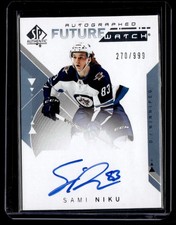 2018-19 SP Authentic Future Watch Autograph Sami Niku Auto 270/999 Winnipeg Jets