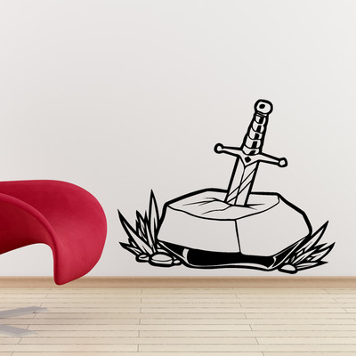 Schwert in Stein Wand Aufkleber Aufkleber Ritter Drachen Kinder Kindergarten Fantasie Kunst k45