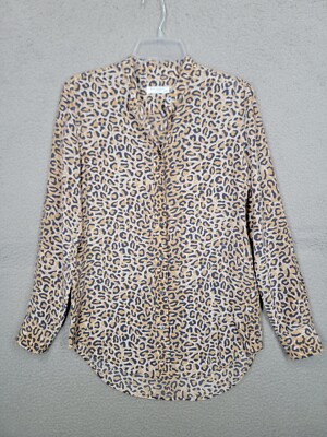Equipment Femme Womens XS Animal Leopard Prin Shirt Silk Button Up Blouse Office