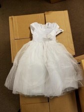 Wonder Girl Satin Tulle Tea Length Dress, White, 2