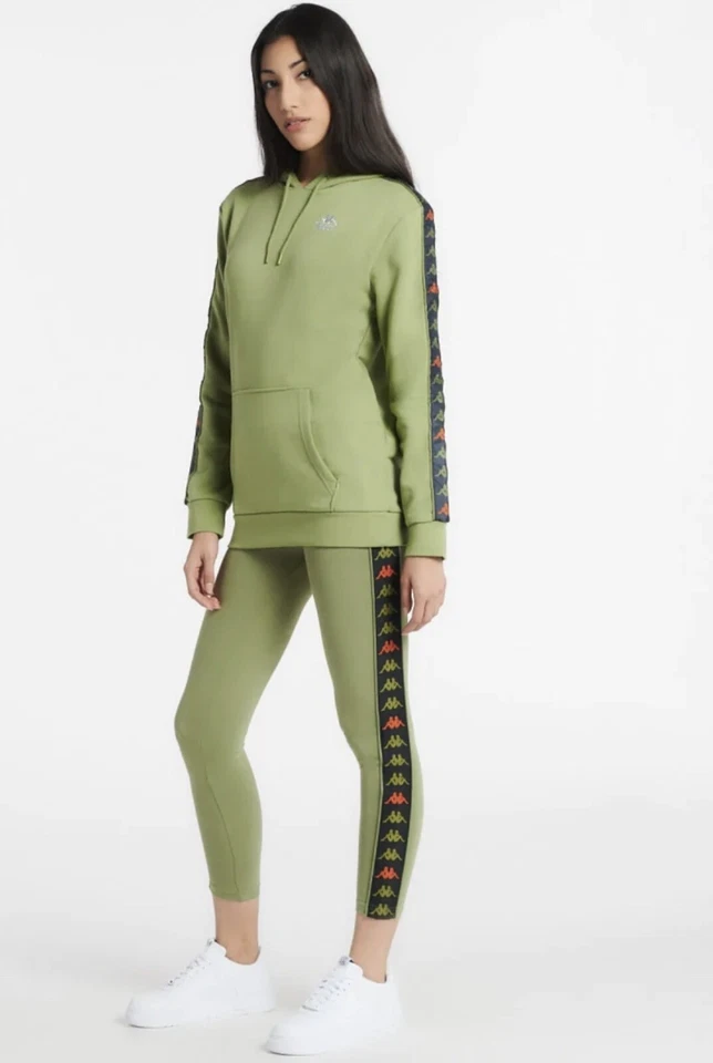 Kappa 222 Banda Budy 3 Felpa con Cappuccio Donna Verde Salvia-Nero Fumo 331328W-A17 - Immagine 2 di 4