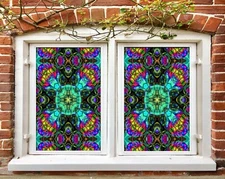 3D Blue Texture D407 Window Film Print Sticker Cling Stained Glass UV Block Amy