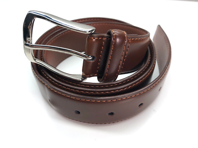 dark brown mens dress belt Samilor Sz 40 Silver Buckler Leather 1 3/8
