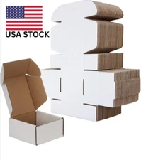 4x4x2 Shipping Boxes Set of 100, White Small Corrugated Cardboard Box, Mailer Bo