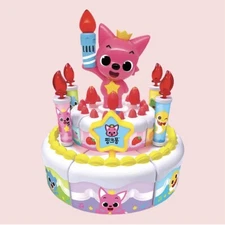 Pinkfong Baby Shark Birthday Cake Toy Blowing Candle Melody Light Play Set