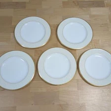 Set of 5 Noritake WHITE PALACE 10 7/8" Dinner Plates Pristine  Cream 4753