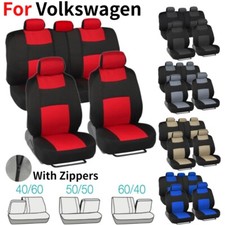 For Volkswagen Flat Cloth Car Seat Covers 5-seat W Split Bench Zippers Full Set For Volkswagen Flat Cloth Car Seat Covers 5-seat W Split Bench Zippers Full Set