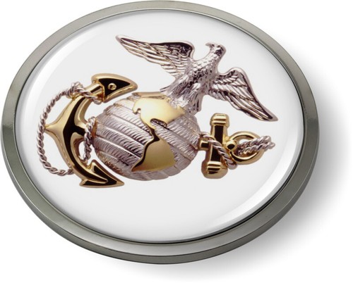 Officially Licensed - Marine Corps Emblem Car Sticker Badge Chrome ROUND Bezel - Picture 17 of 17