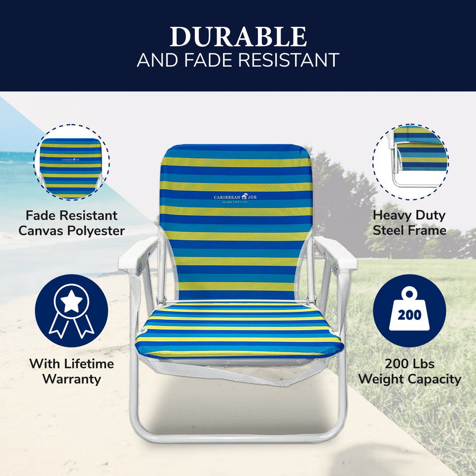 Caribbean Joe Folding Beach Chair Blue & Yellow Stripes eBay