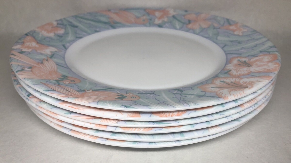 Lot De 6 Petites Assiettes Plates Vintage Arcopal France, Diamètre 19.5 Cm, Motif Floral
