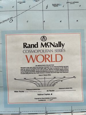 Vintage McNally Cosmopolitan Series World Map Mercator's