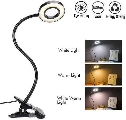 Clip On Desk Lamp LED Flexible Arm USB Dimmable Study Reading Table Night Light - Picture 9 of 11