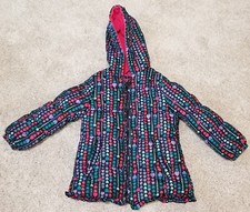 Girls Puffer Coat Jacket Sz L/6X London Fog Hearts PREMIUM Zip Fleece Multicolor